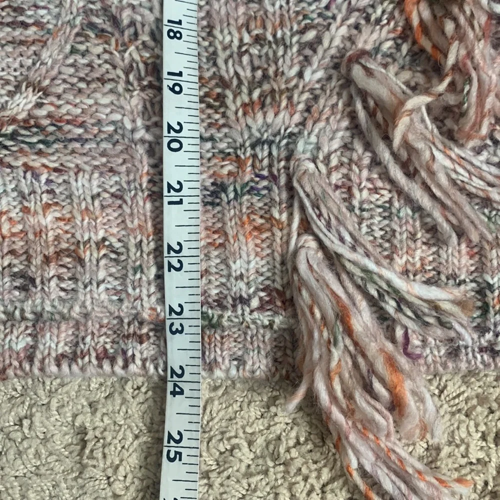 Joie Meghan Cable Knit Fringe Rose Sweater Boho Wool Blend Women XL Pullover top